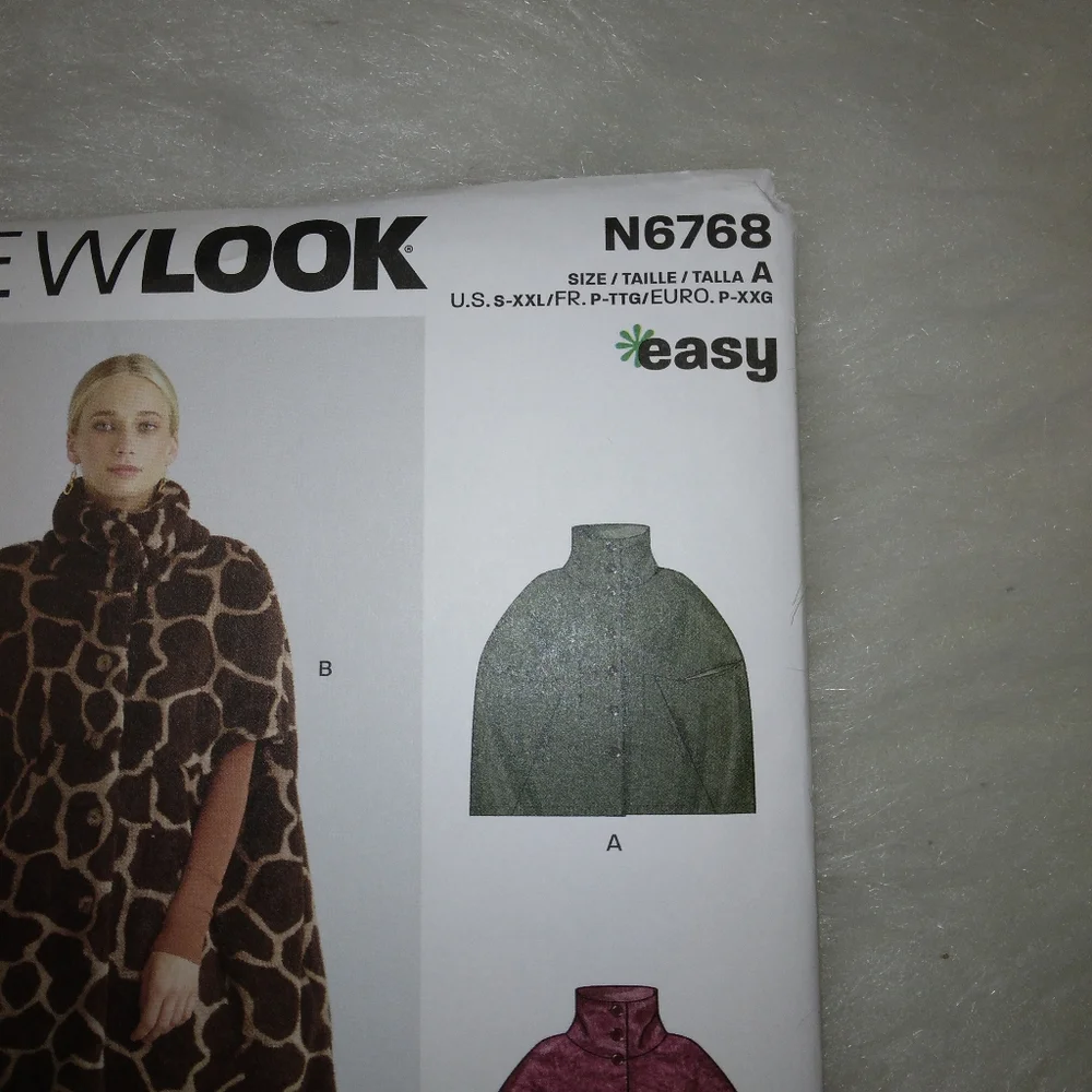 NEW LOOK N6768 Size S-XXL Misses Cape, EASY